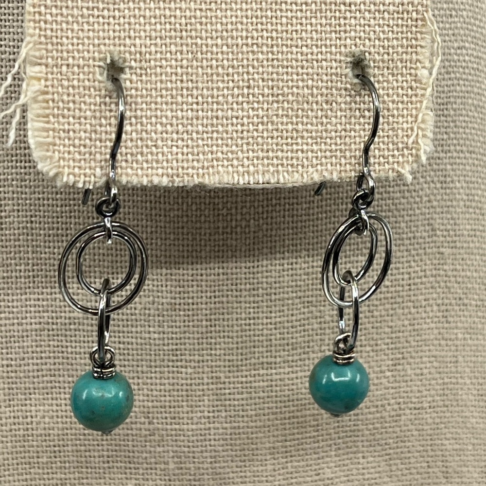 Vintage Whitney Kelly Sterling Silver Earrings with Turquoise Beads - Picture 14 of 16